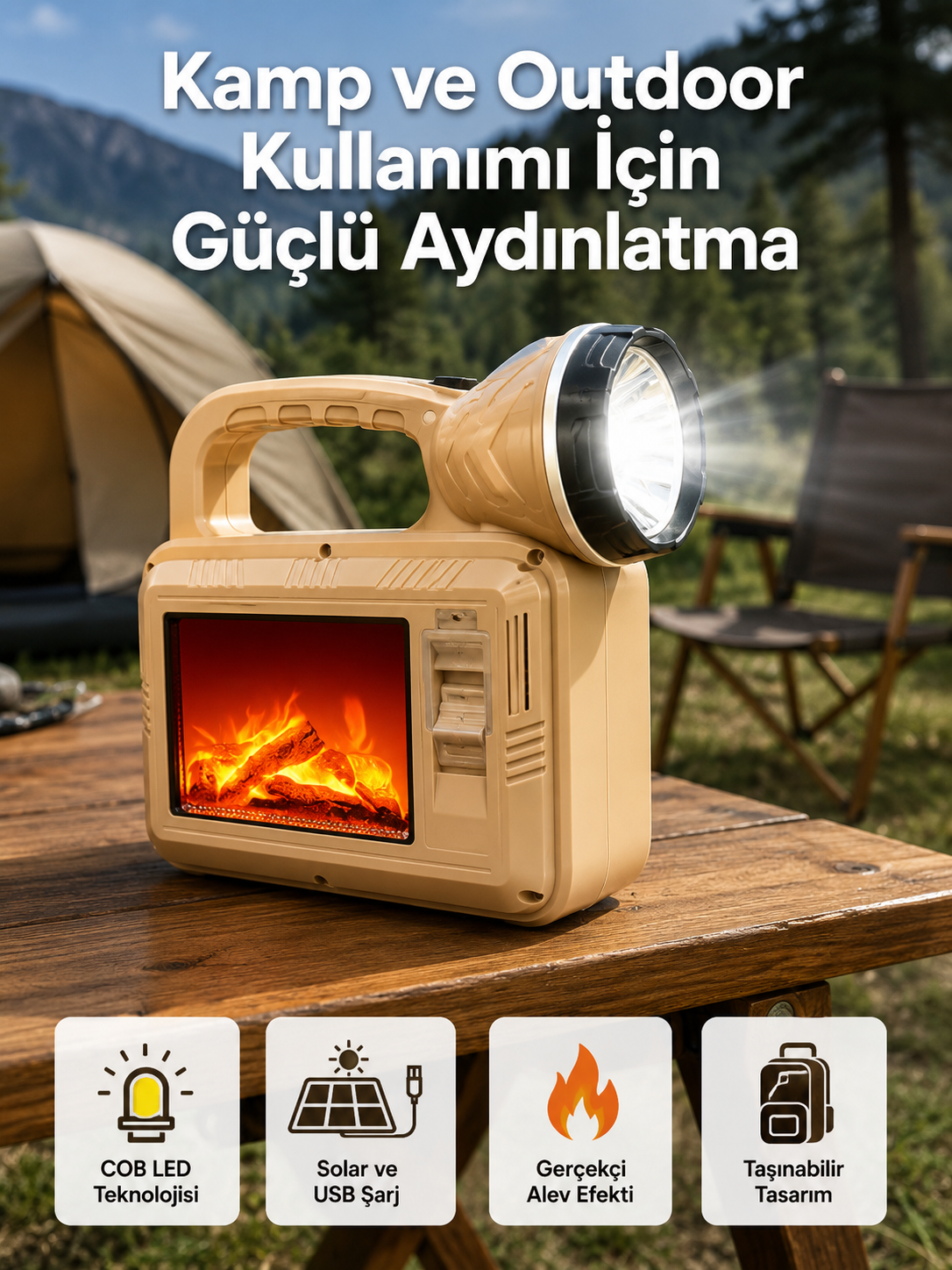 Alev Efektli Güneş Enerjili Lamba – Su Geçirmez - Lisinya Alev Efektli Güneş Enerjili Lamba – Su Geçirmez - Lisinya