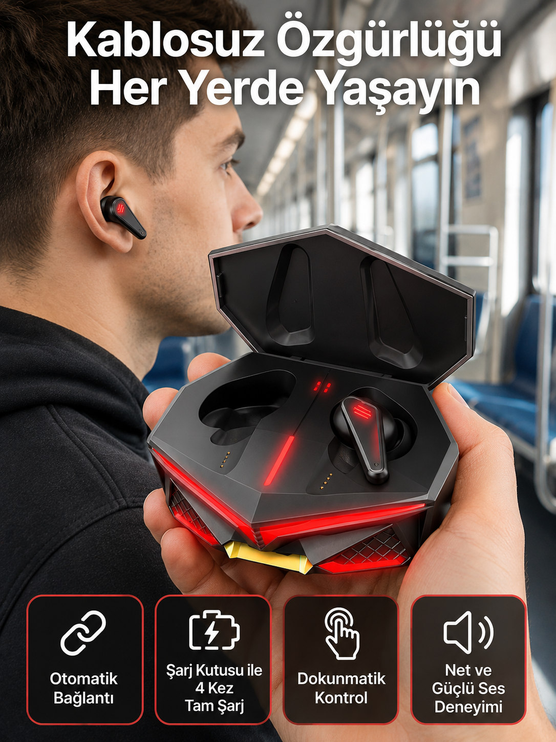 Profesyonel TWS Işıklı Kablosuz Bluetooth Kulaklık Oyuncu Kulaklığı - Lisinya Profesyonel TWS Işıklı Kablosuz Bluetooth Kulaklık Oyuncu Kulaklığı - Lisinya