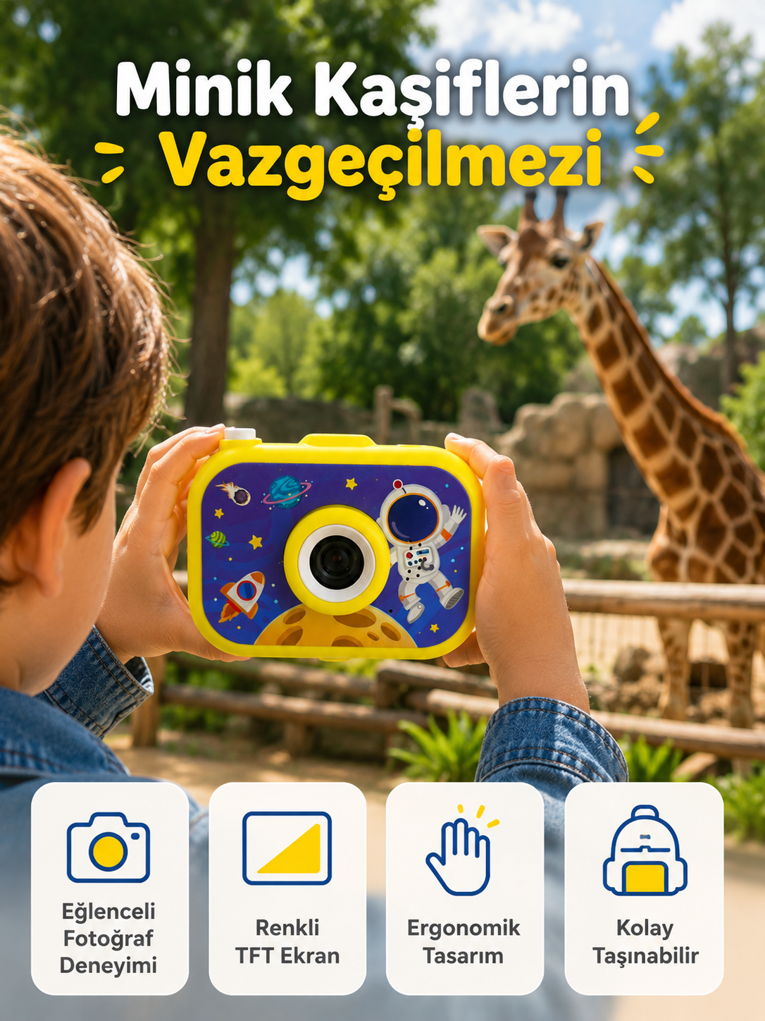 Çocuk Dijital Kamera HD Fotoğraf ve Video Çekimi 2.0 İnç TFT Ekran Type-C Şarjlı Mini Tripodlu - Lisinya Çocuk Dijital Kamera HD Fotoğraf ve Video Çekimi 2.0 İnç TFT Ekran Type-C Şarjlı Mini Tripodlu - Lisinya