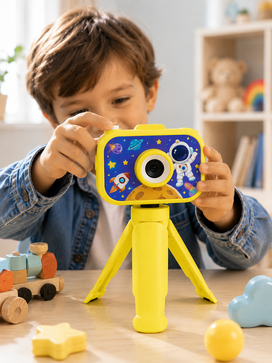 Şarjlı Çocuk Dijital Kamera Ön Arka Kamera Destekli HD Fotoğraf Video Çekimi Mini Tripodlu - Lisinya