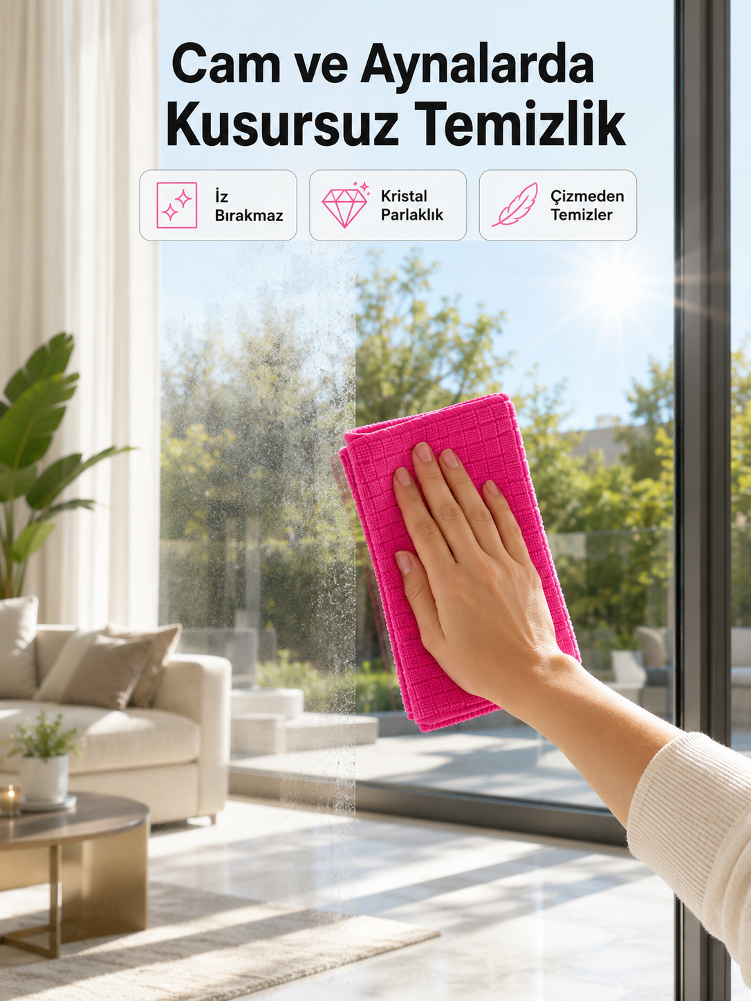 40x40 cm Premium Mikrofiber Temizlik Bezi Hızlı Kuruyan ve Leke Bırakmayan Bez - Lisinya