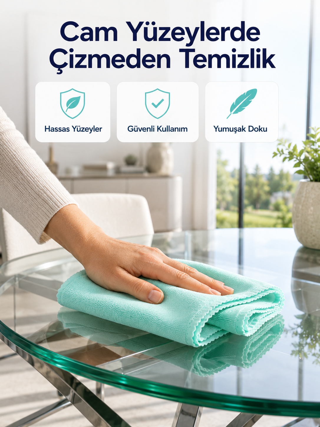 Mikrofiber Cam Bezi Çizmeden Temizlik Sağlayan Yüksek Su Emici Cam Silme Bezi 40x60 cm - Lisinya Mikrofiber Cam Bezi Çizmeden Temizlik Sağlayan Yüksek Su Emici Cam Silme Bezi 40x60 cm - Lisinya