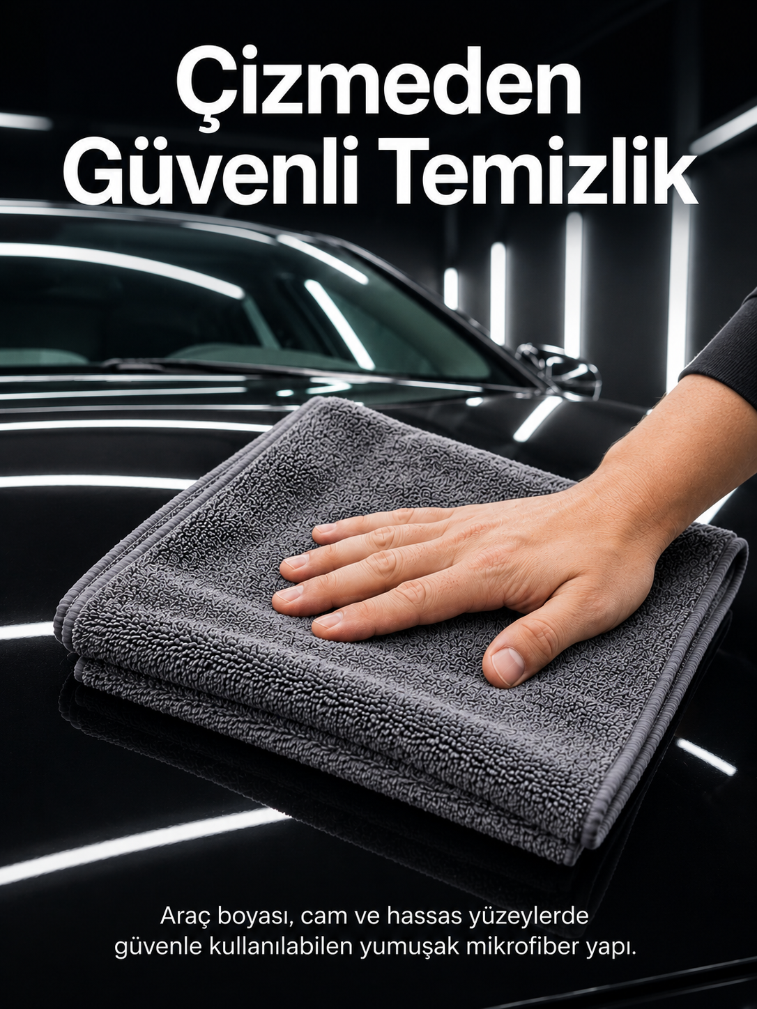 Mikrofiber Araç Temizlik Bezi 50x70 cm Oto Yıkama Sonrası Kurulama ve Parlatma Bezi - Lisinya