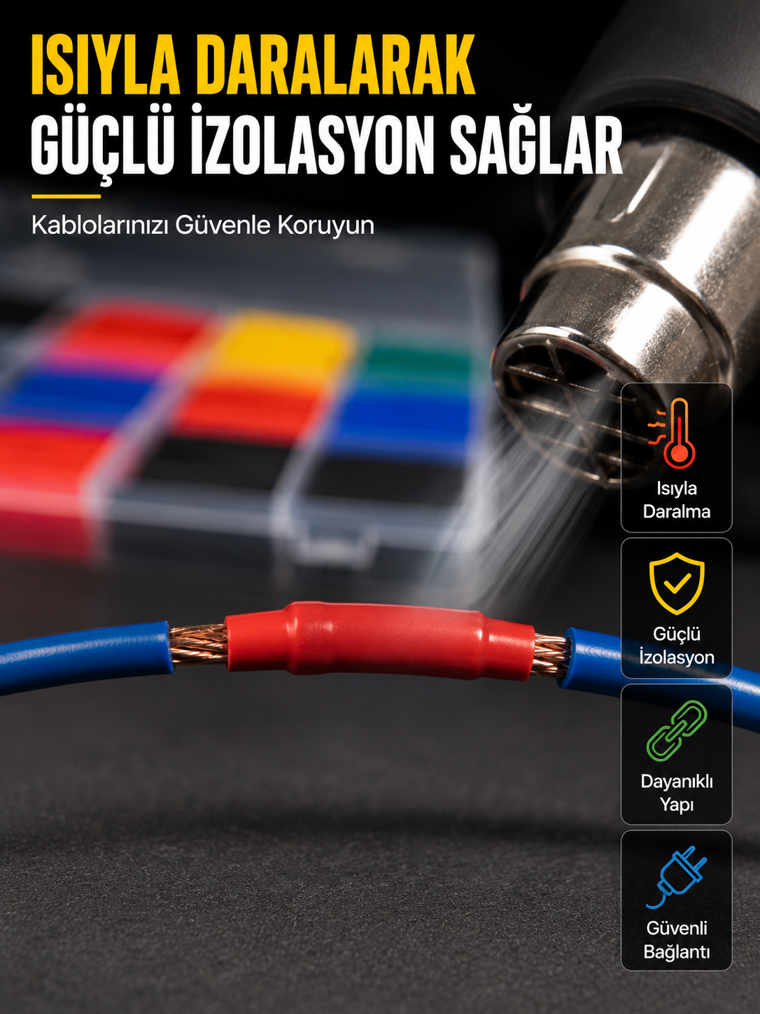560 Makaron Seti Elektrik ve Elektronik Kablo İzolasyon Tamir Seti - Lisinya