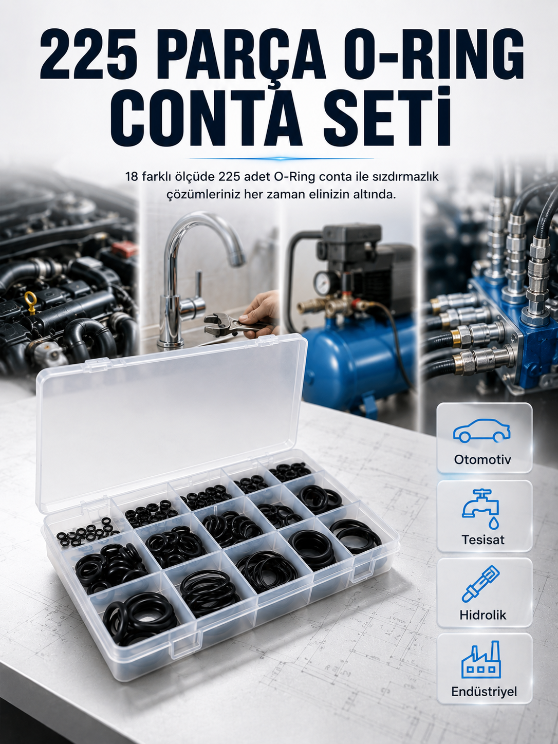 18 Ölçü O-Ring Conta Seti Otomotiv, Tesisat ve Hidrolik İçin Kauçuk Conta Kiti - Lisinya 18 Ölçü O-Ring Conta Seti Otomotiv, Tesisat ve Hidrolik İçin Kauçuk Conta Kiti - Lisinya