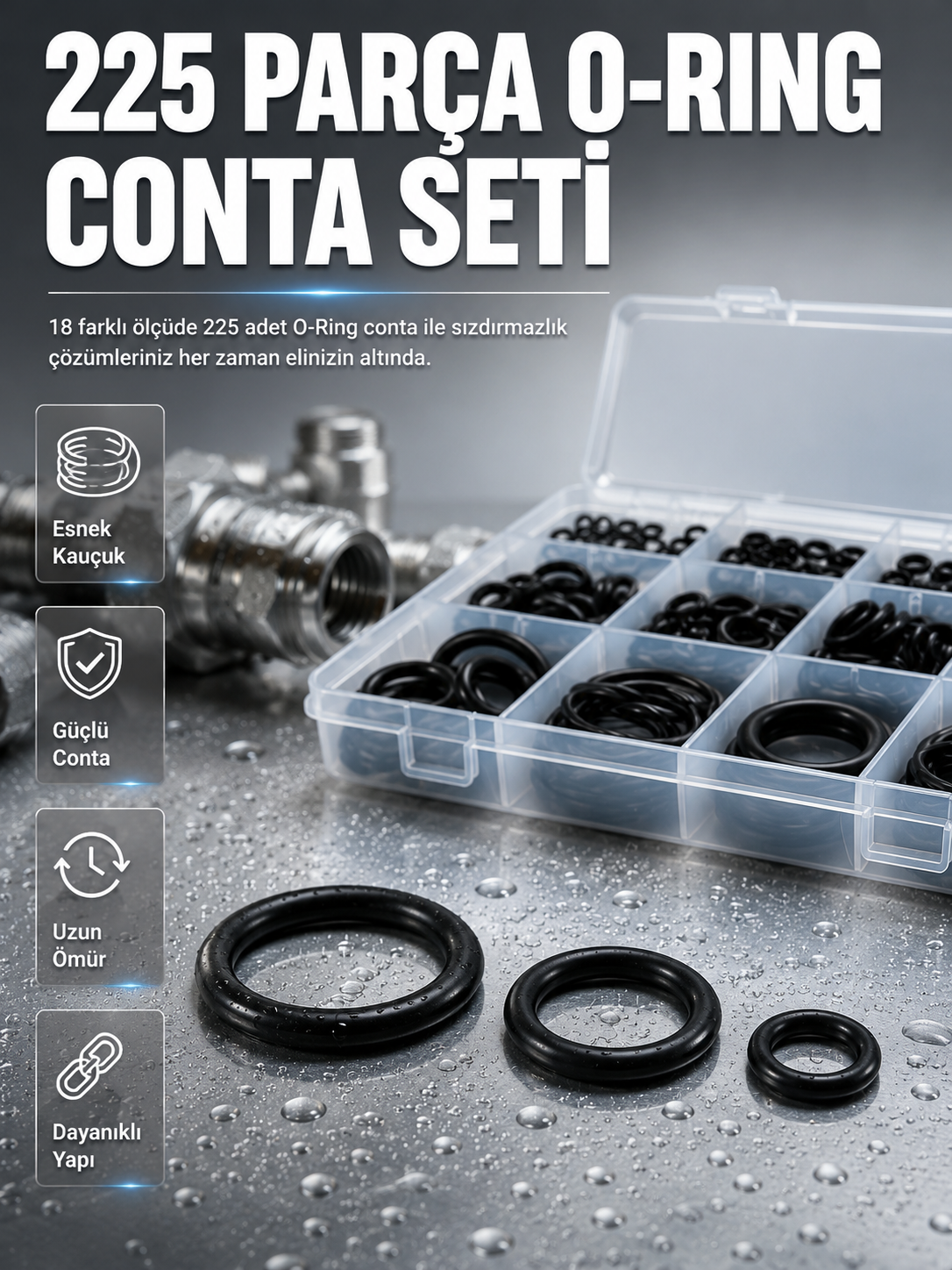 Organizer Kutulu O-Ring Conta Seti 225 Parça | Dayanıklı Kauçuk Sızdırmazlık Contaları - Lisinya Organizer Kutulu O-Ring Conta Seti 225 Parça | Dayanıklı Kauçuk Sızdırmazlık Contaları - Lisinya