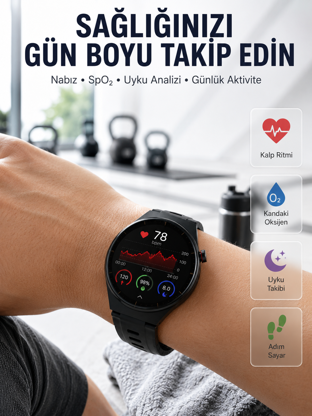 Bluetooth Konuşma Özellikli Akıllı Saat AMOLED Ekran, Sağlık Takibi ve 3 Farklı Kordon - Lisinya