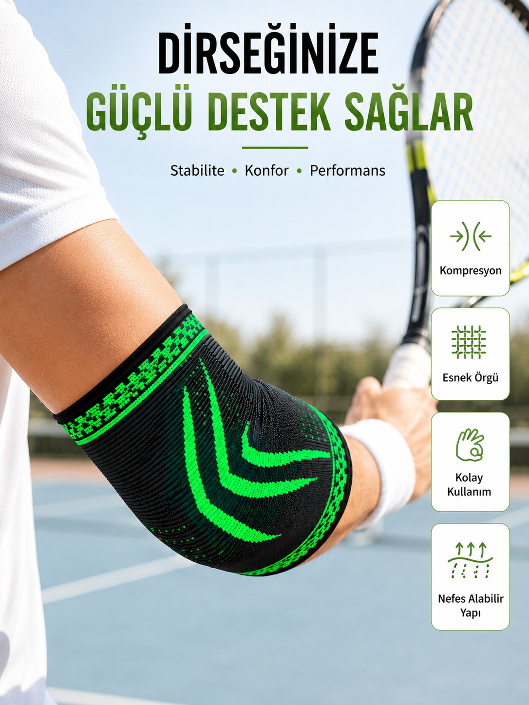 Kompresyonlu Dirseklik Spor Dirsek Destekliği Fitness Tenis Basketbol Voleybol İçin - Lisinya Kompresyonlu Dirseklik Spor Dirsek Destekliği Fitness Tenis Basketbol Voleybol İçin - Lisinya