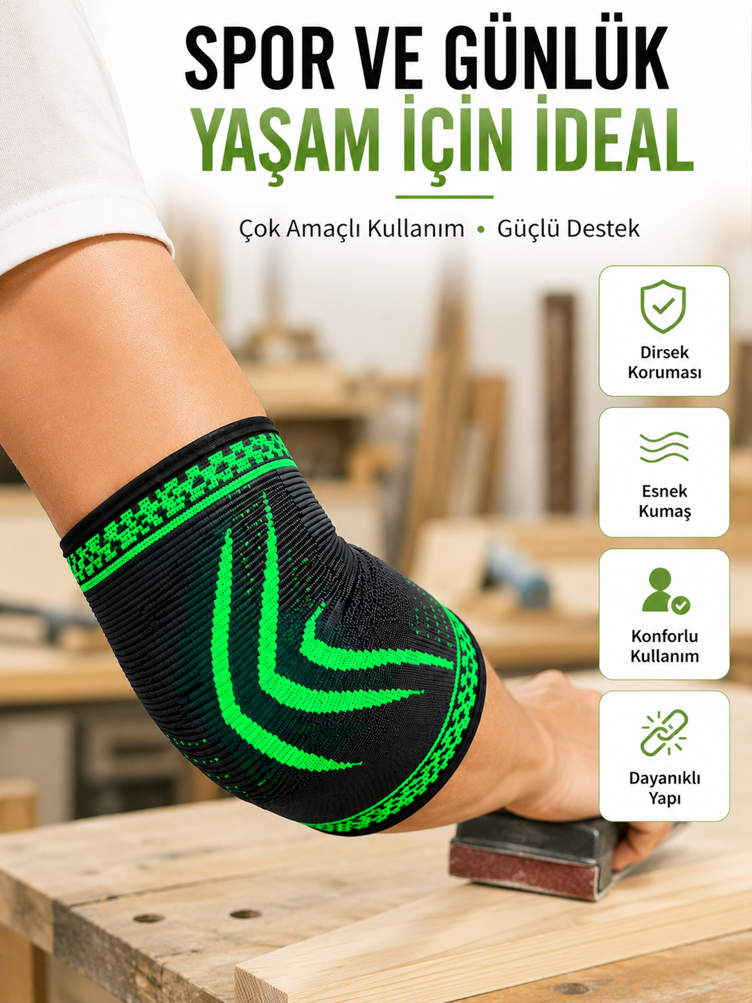Dirsek Destekliği Kompresyonlu Elastik Spor Dirsek Koruyucu Günlük Kullanım İçin - Lisinya Dirsek Destekliği Kompresyonlu Elastik Spor Dirsek Koruyucu Günlük Kullanım İçin - Lisinya