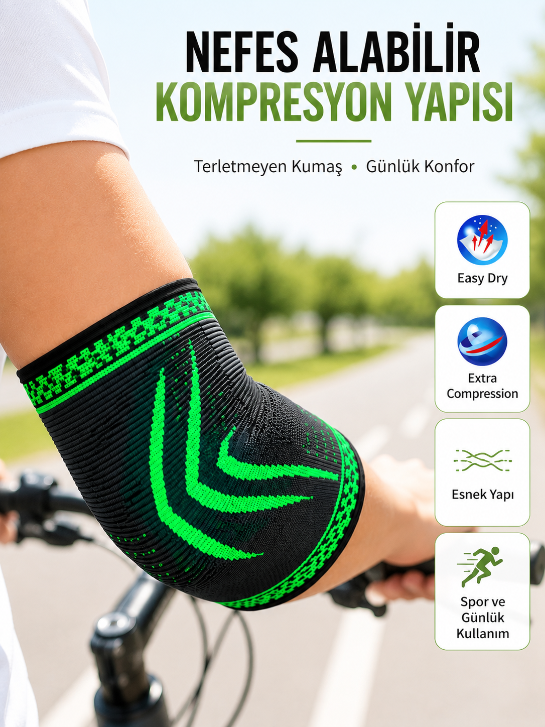 Spor Dirsekliği Dirsek Koruyucu Kompresyonlu Nefes Alabilir Esnek Destek Bandajı - Lisinya Spor Dirsekliği Dirsek Koruyucu Kompresyonlu Nefes Alabilir Esnek Destek Bandajı - Lisinya
