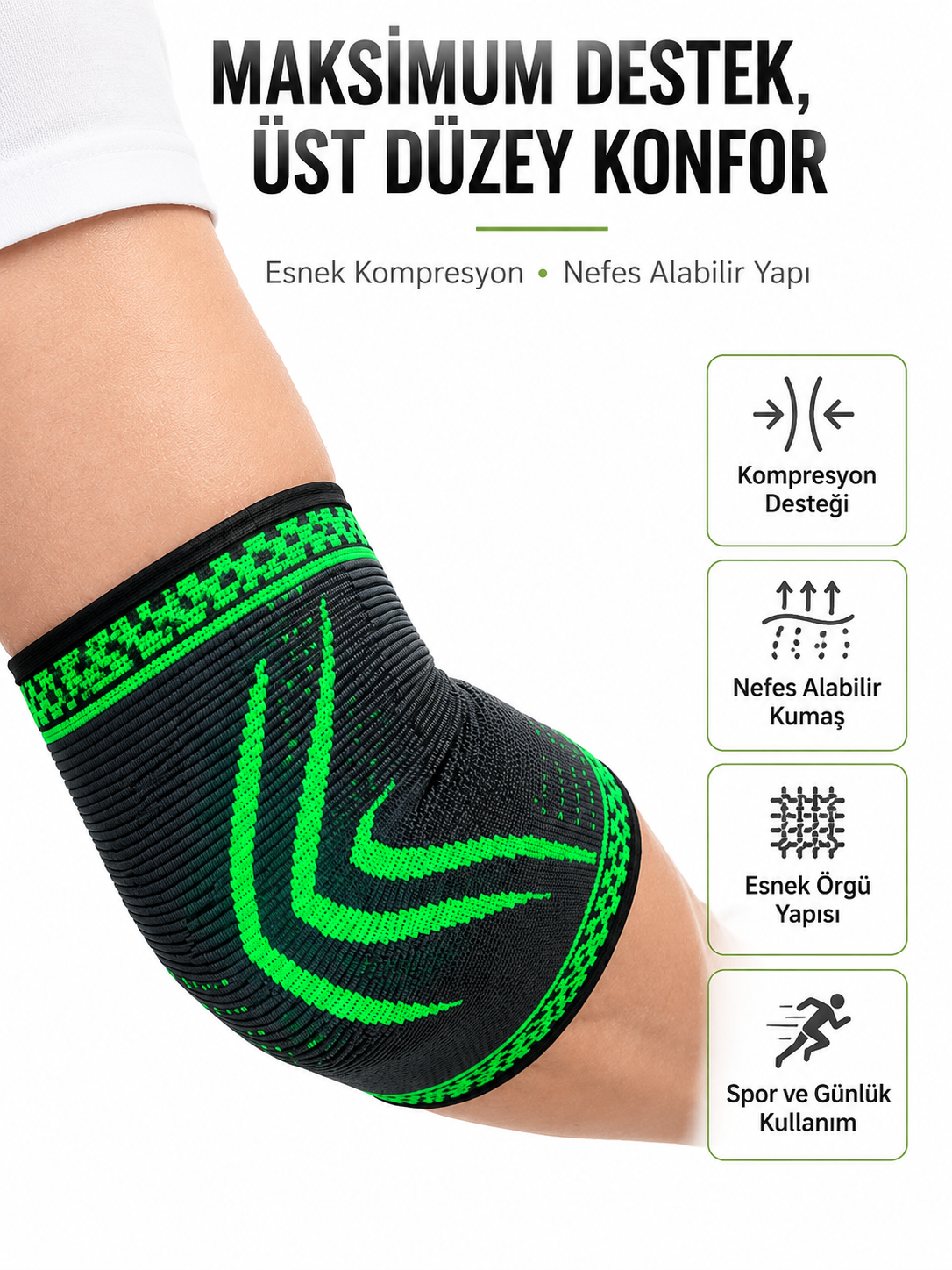 Kompresyonlu Dirseklik Spor Dirsek Destekliği Fitness Tenis Basketbol Voleybol İçin - Lisinya Kompresyonlu Dirseklik Spor Dirsek Destekliği Fitness Tenis Basketbol Voleybol İçin - Lisinya