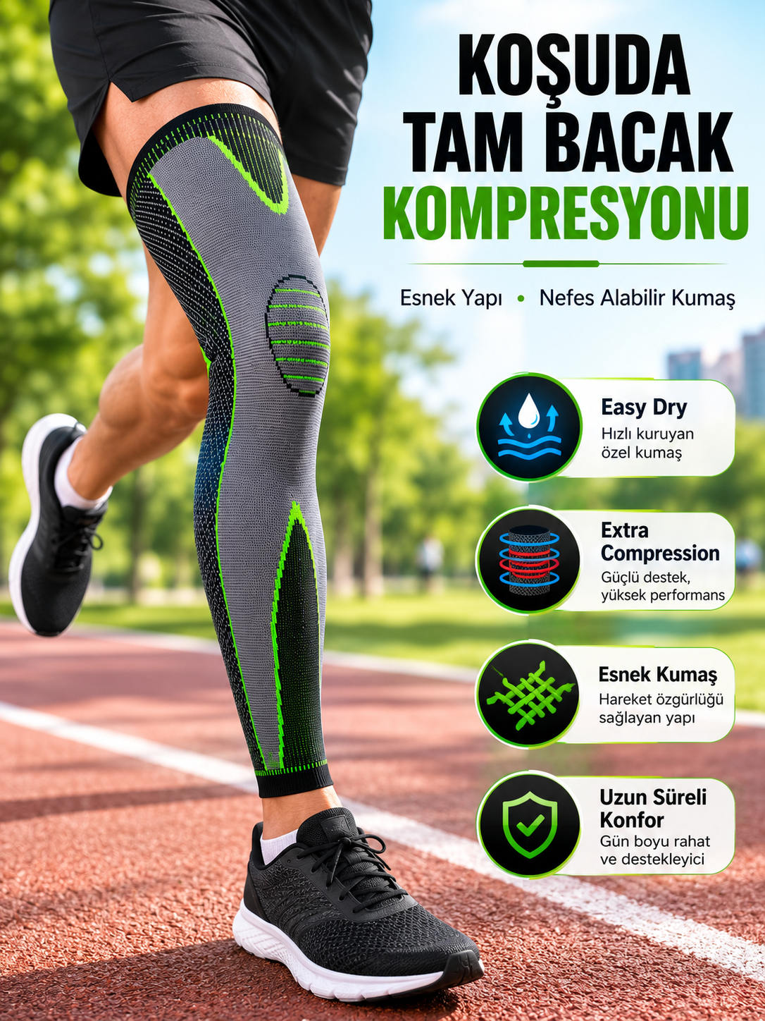 Ergonomik Uzun Spor Dizliği Esnek Kumaşlı Tam Boy Kompresyon Desteği - Lisinya Ergonomik Uzun Spor Dizliği Esnek Kumaşlı Tam Boy Kompresyon Desteği - Lisinya