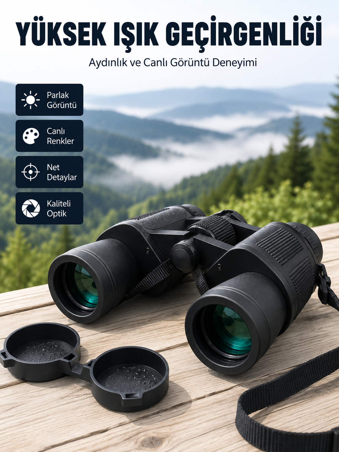 Suya Dayanıklı Profesyonel Dürbün Hassas Odaklamalı Ergonomik Gövdeli - Lisinya
