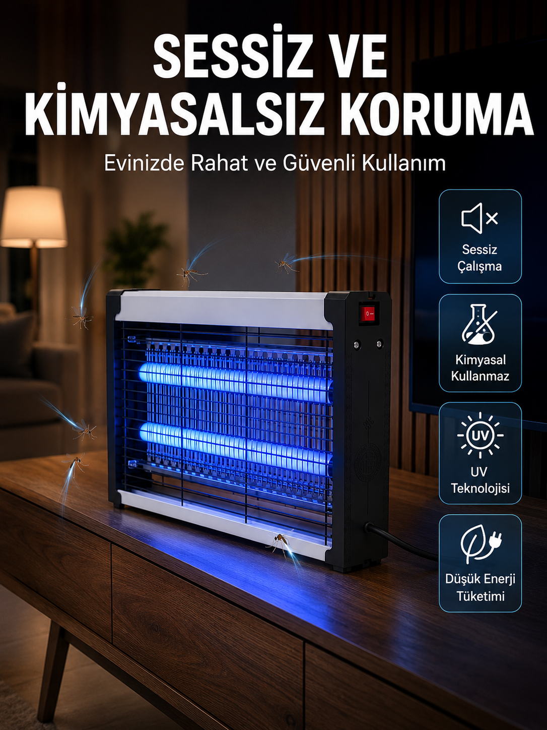 UV Işıklı Elektrikli Sinek ve Uçan Haşere Öldürücü Ev, Ofis ve İşletmeler İçin - Lisinya UV Işıklı Elektrikli Sinek ve Uçan Haşere Öldürücü Ev, Ofis ve İşletmeler İçin - Lisinya