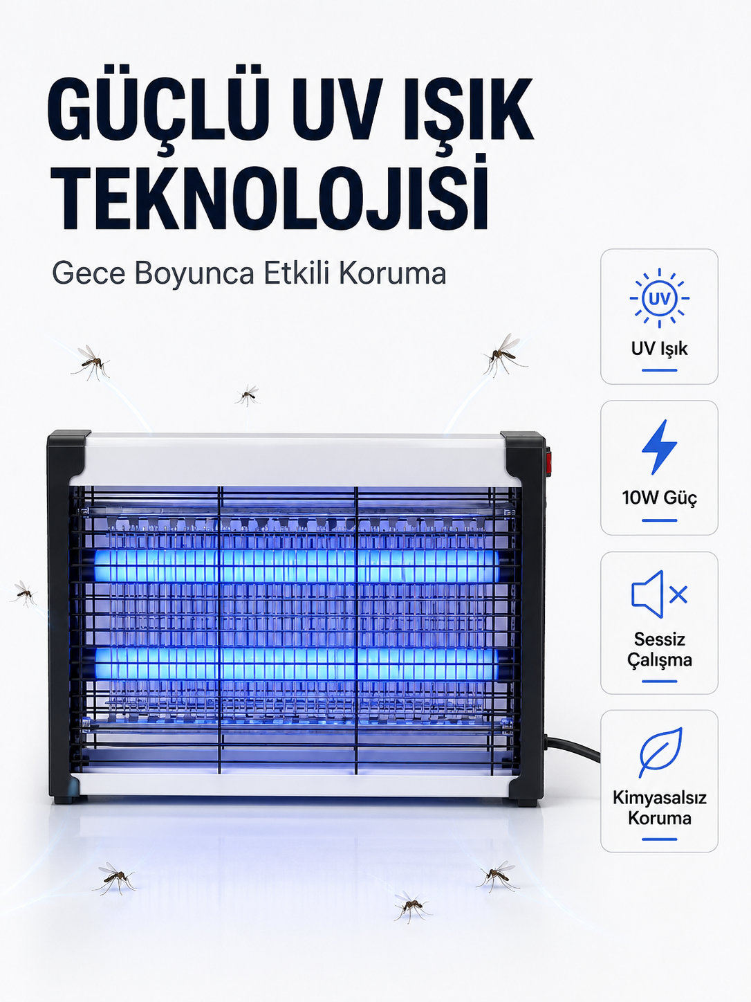 Elektrikli UV Böcek ve Sivrisinek Öldürücü Restoran, Kafe ve Ev Kullanımına Uygun - Lisinya