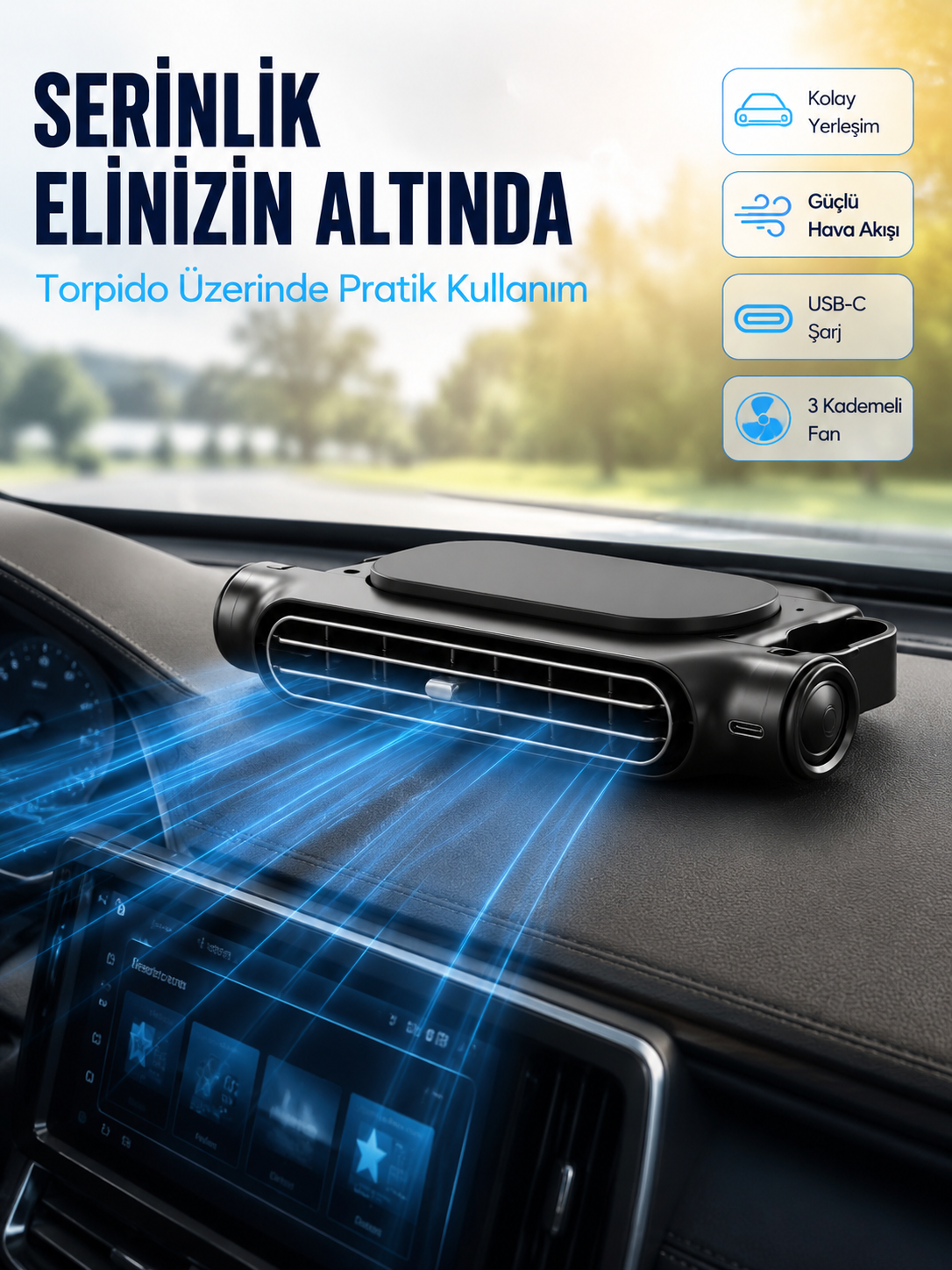 Araç Koltuk Başlığı Soğutucu Fan USB Şarjlı 3 Kademeli Sessiz Boyun Serinletici - Lisinya Araç Koltuk Başlığı Soğutucu Fan USB Şarjlı 3 Kademeli Sessiz Boyun Serinletici - Lisinya