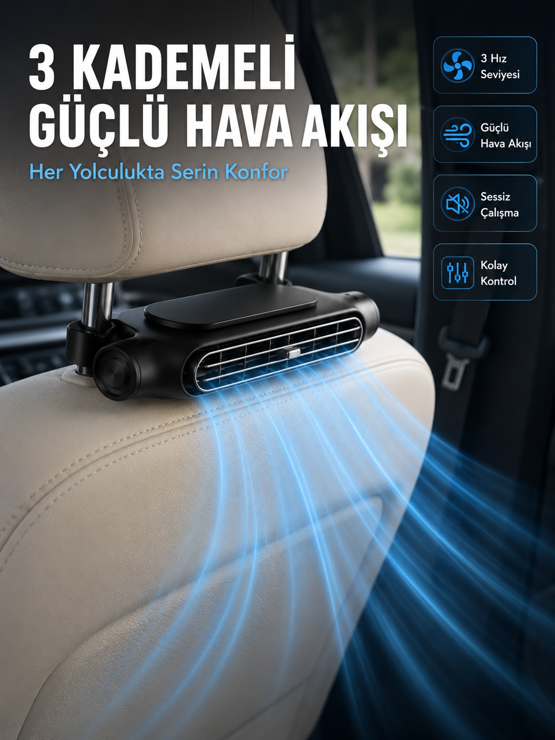 Taşınabilir Araç Koltuk Fanı Sessiz Çalışan USB Şarjlı Boyun Soğutucu - Lisinya Taşınabilir Araç Koltuk Fanı Sessiz Çalışan USB Şarjlı Boyun Soğutucu - Lisinya