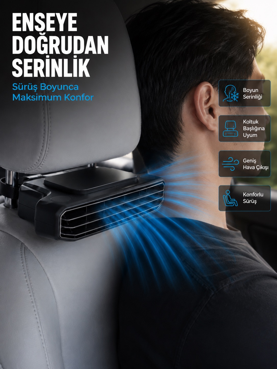 Araç Koltuğu İçin 5 Hız Kademeli Soğutucu Fan Aroma Hazneli USB-C Şarjlı - Lisinya Araç Koltuğu İçin 5 Hız Kademeli Soğutucu Fan Aroma Hazneli USB-C Şarjlı - Lisinya