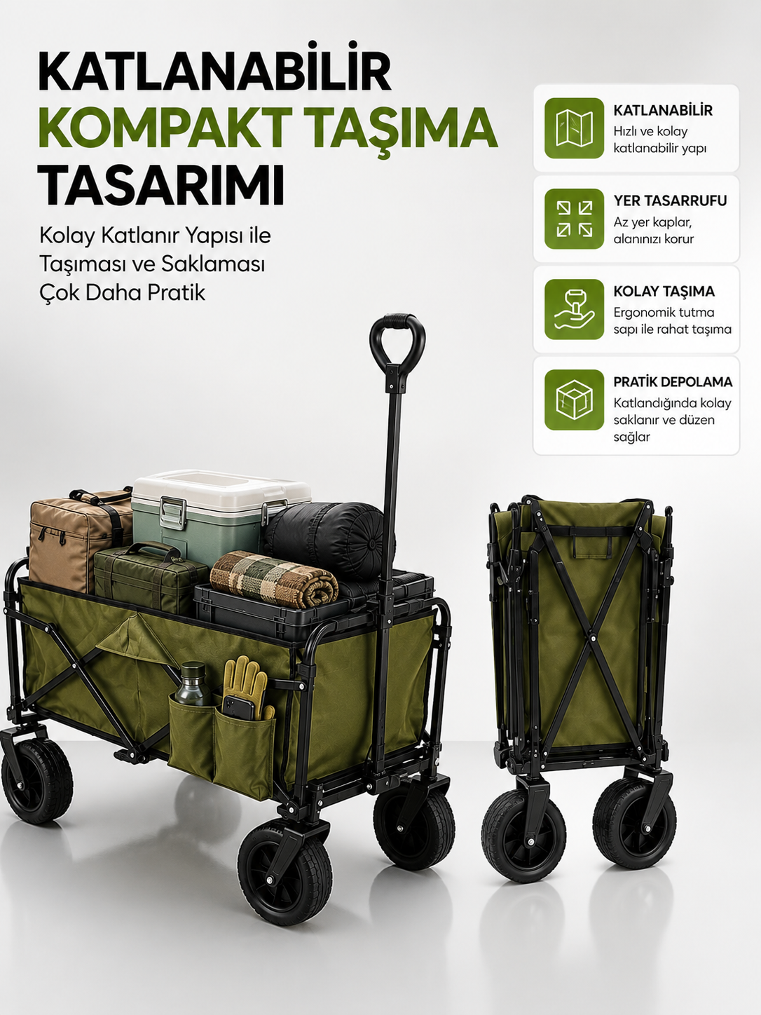 130 KG Taşıma Kapasiteli Katlanabilir Wagon Taşıma Arabası - Lisinya