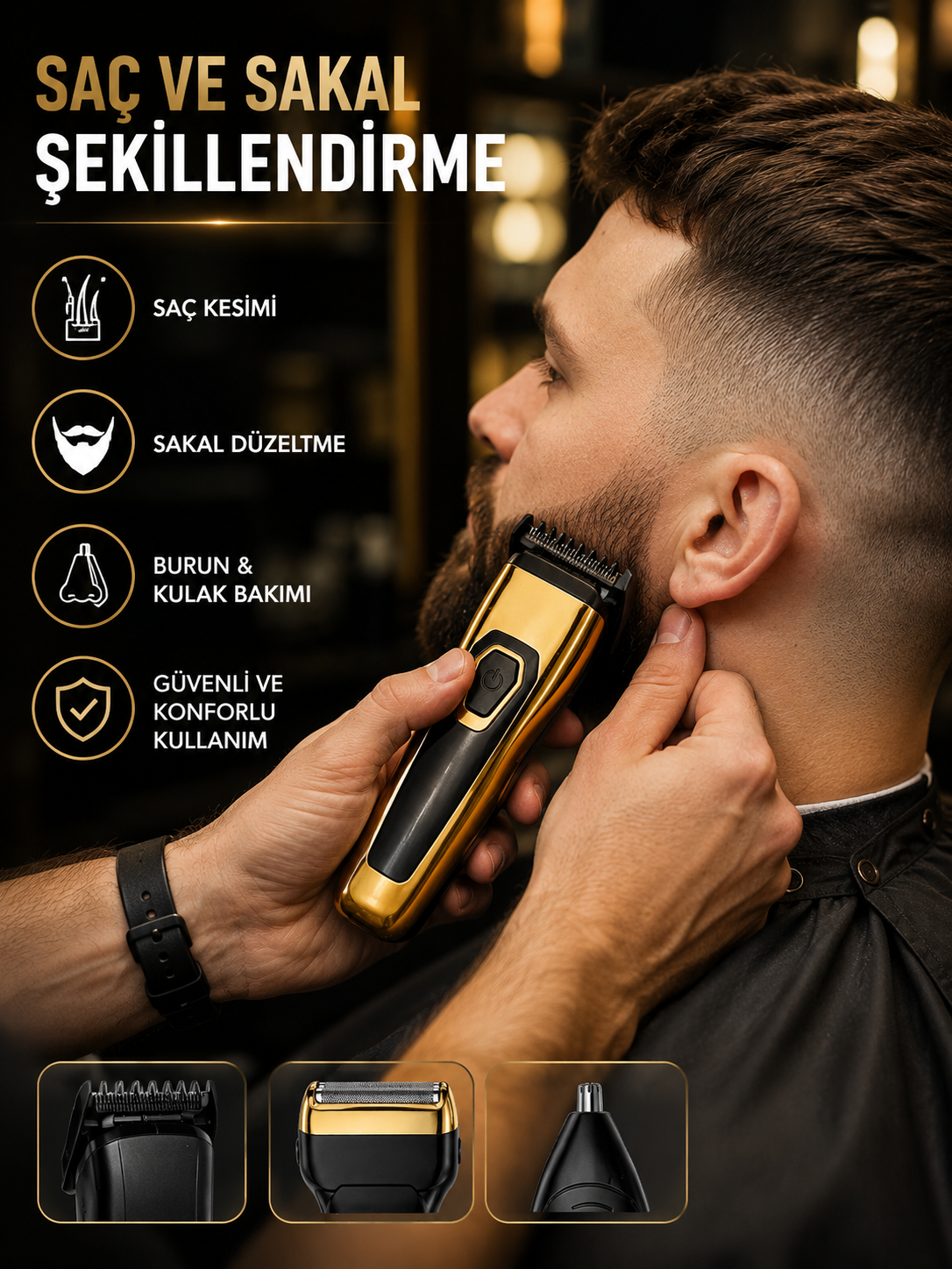 3'ü 1 Arada Şarjlı Kişisel Bakım ve Tıraş Makinesi - Lisinya
