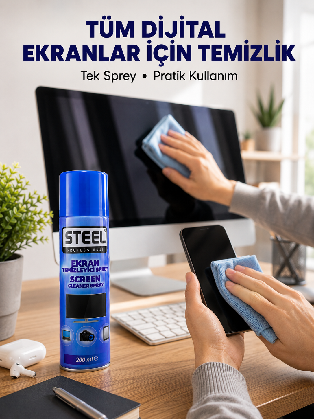 Günlük Kullanıma Uygun Çok Amaçlı Ekran Temizleme Spreyi - Lisinya Günlük Kullanıma Uygun Çok Amaçlı Ekran Temizleme Spreyi - Lisinya