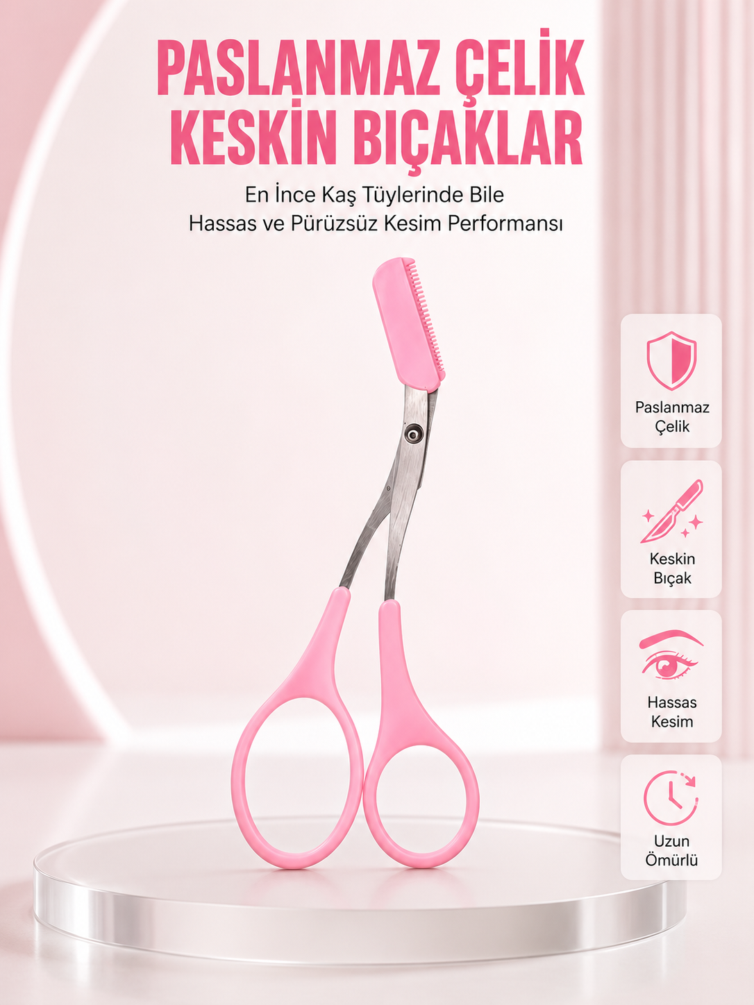 Taraklı Kaş Düzeltme Makası – Hassas Şekillendirme ve Kolay Kullanım - Lisinya