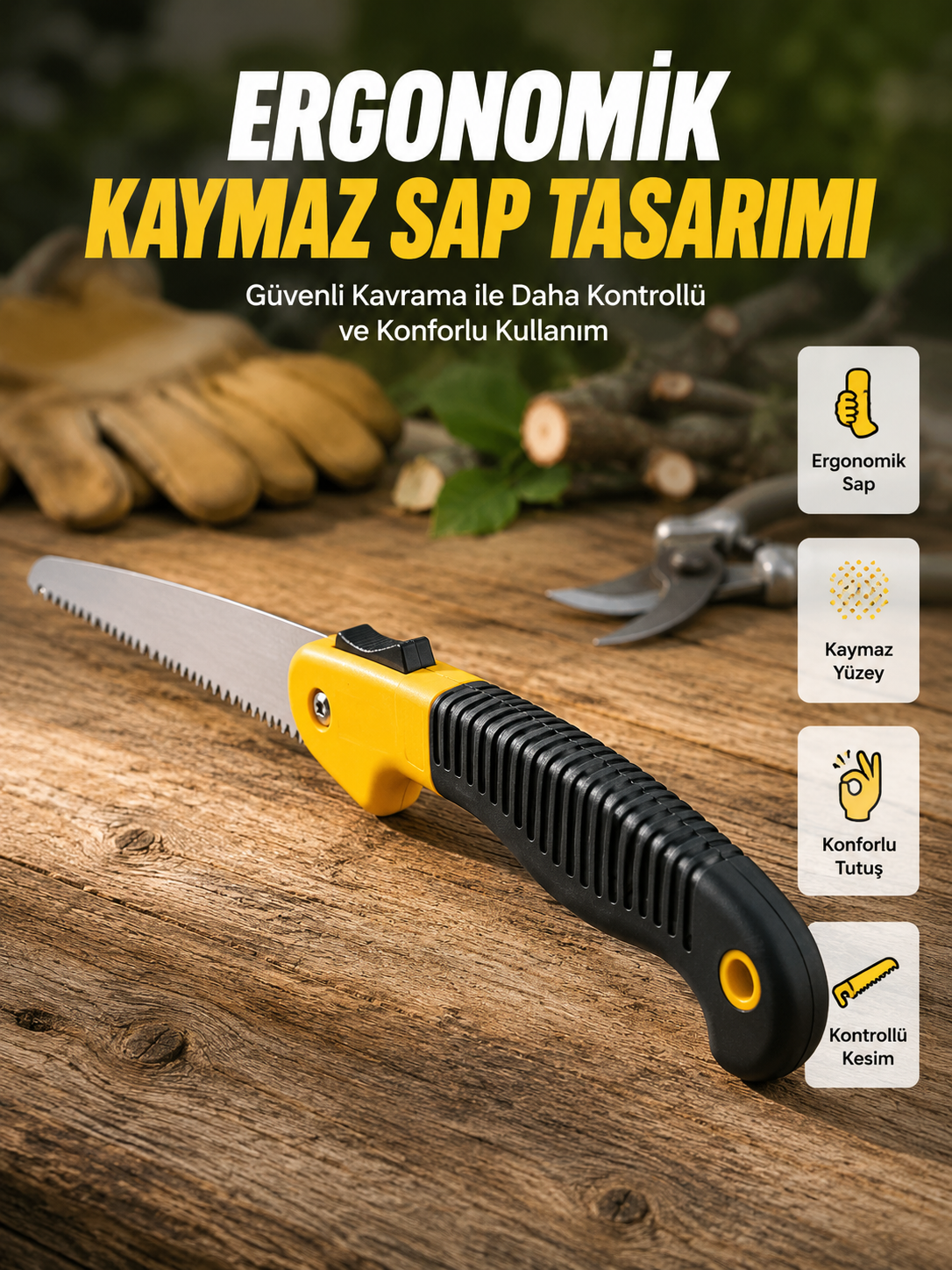 Bahçe ve Odun Kesimi İçin Katlanır El Testeresi - Lisinya