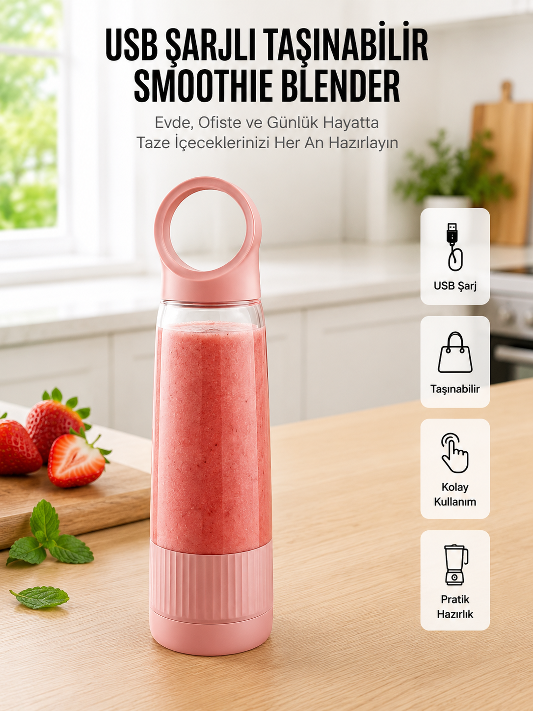 Ev Ofis ve Seyahat İçin Taşınabilir Smoothie Blender - Lisinya Ev Ofis ve Seyahat İçin Taşınabilir Smoothie Blender - Lisinya