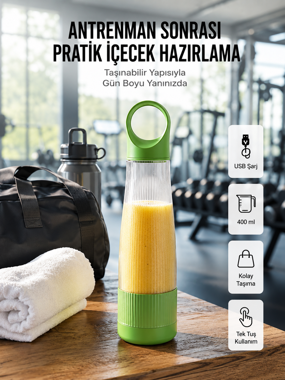 400 ml Kapasiteli Pratik Taşınabilir Meyve Blender - Lisinya 400 ml Kapasiteli Pratik Taşınabilir Meyve Blender - Lisinya