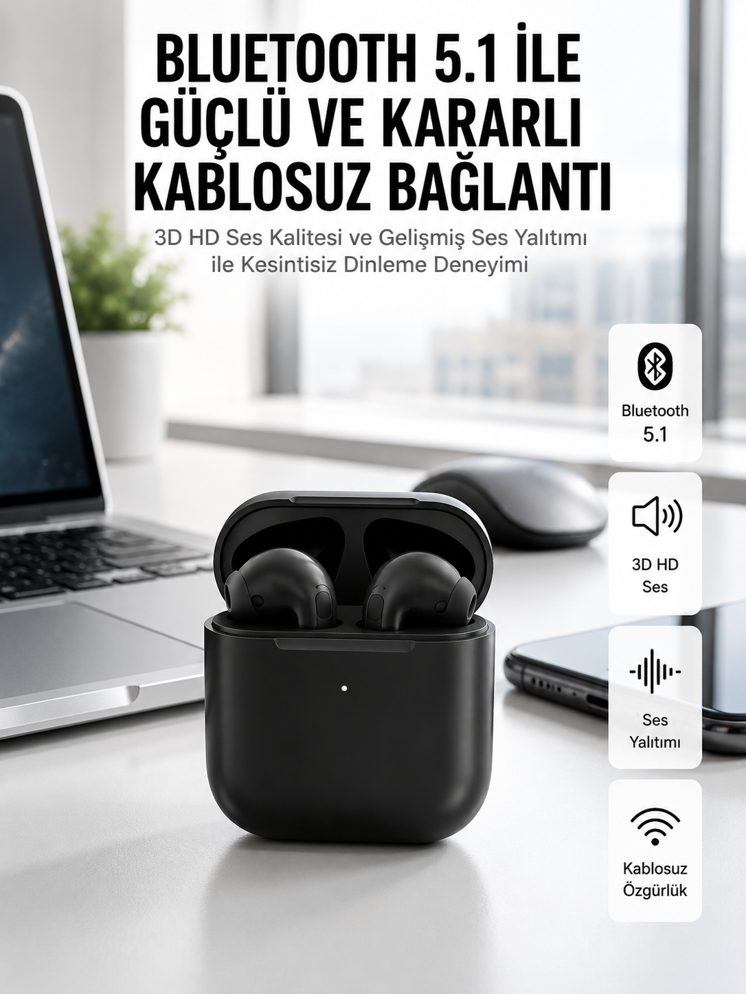 Yeni Nesil Bluetooth Kulaklık İOS Android Uyumlu HD Ses Performansı - Lisinya Yeni Nesil Bluetooth Kulaklık İOS Android Uyumlu HD Ses Performansı - Lisinya