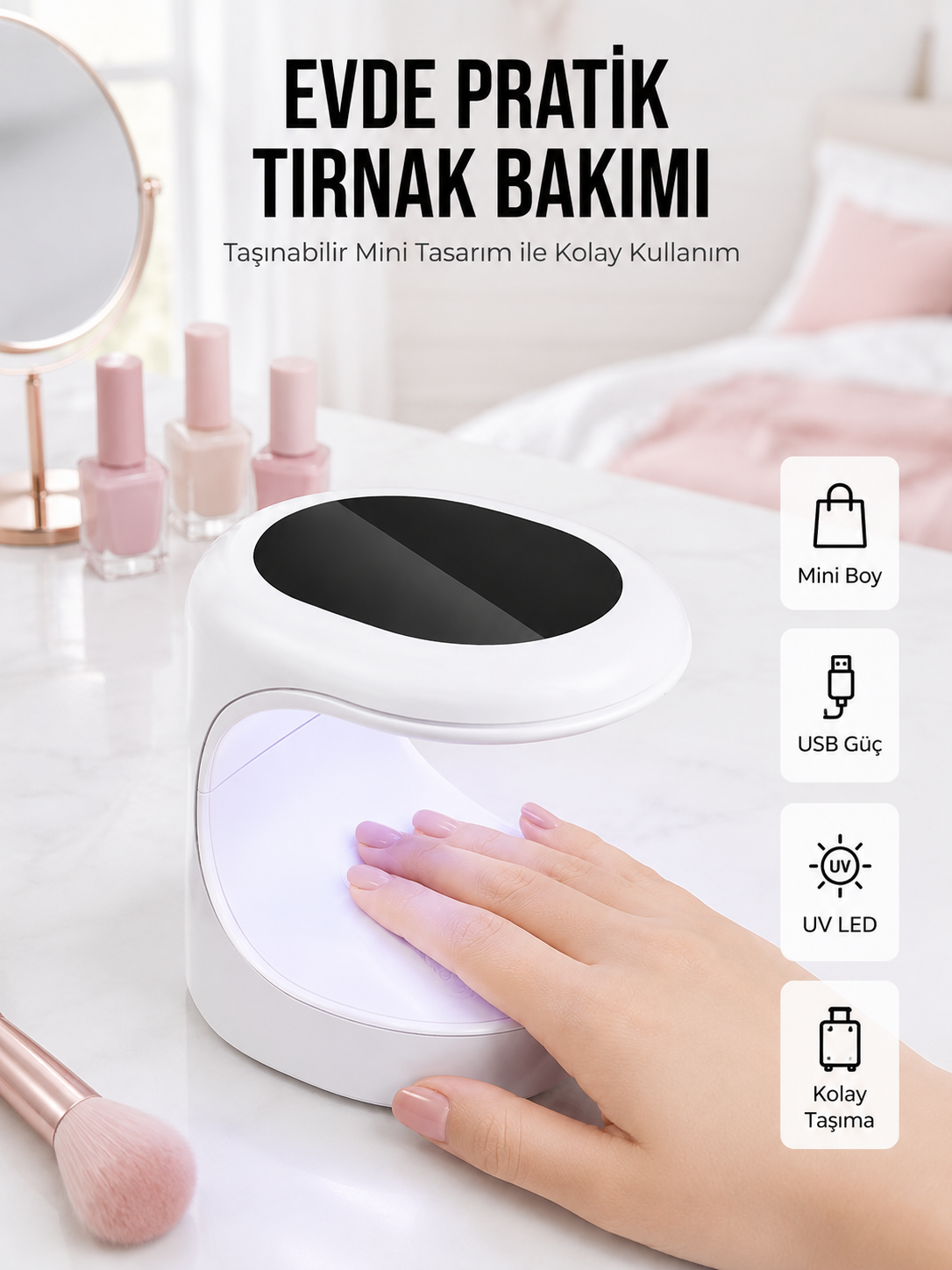 Kalıcı Oje Kurutucu Mini UV Işınlı Taşınabilir Hızlı ve Pratik Oje Kurutucu - Lisinya Kalıcı Oje Kurutucu Mini UV Işınlı Taşınabilir Hızlı ve Pratik Oje Kurutucu - Lisinya