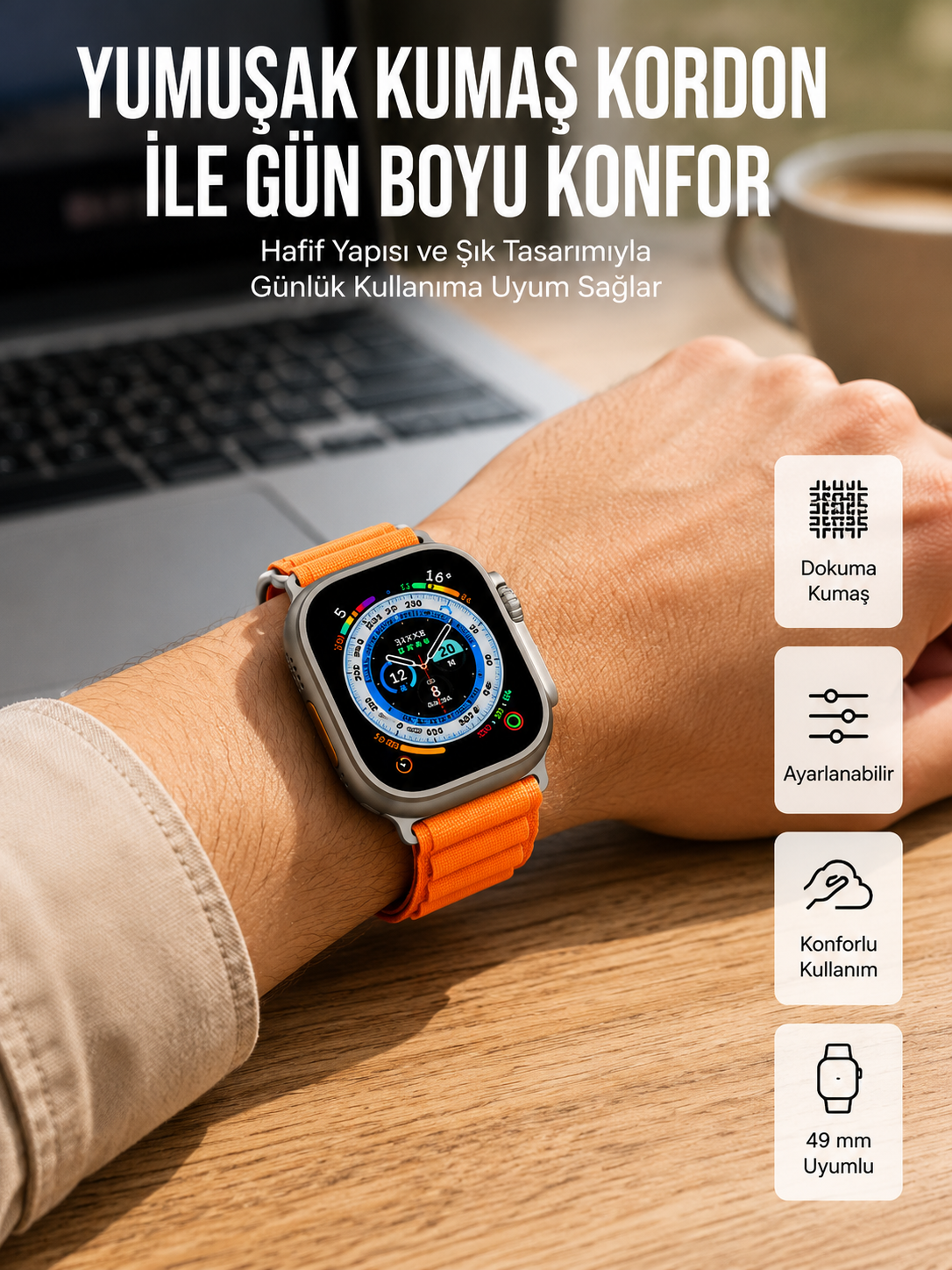 Akıllı Saat Ultra Android & İOS Uyumlu Arama Bildirim Özellikli - Lisinya