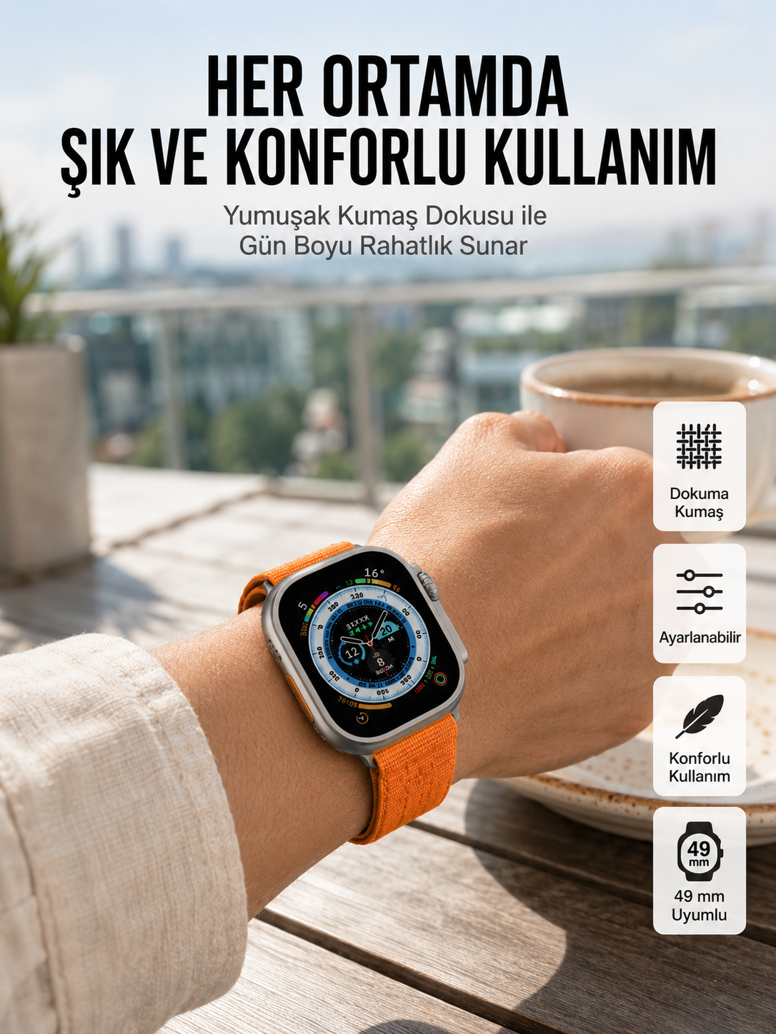 Ultra Max Kordon Kilitli Akıllı Saat Amoled Ekran Titreşimli Çağrı Cevaplayabilen - Lisinya