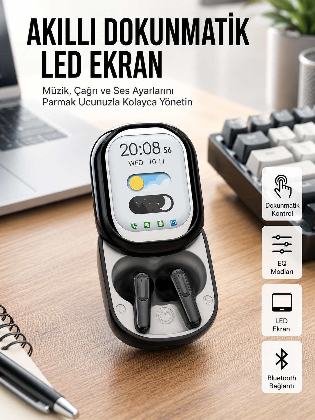 ENC Destekli Bluetooth 5.4 Kulaklık – EQ Ayarlı, Akıllı Kutulu - Lisinya ENC Destekli Bluetooth 5.4 Kulaklık – EQ Ayarlı, Akıllı Kutulu - Lisinya