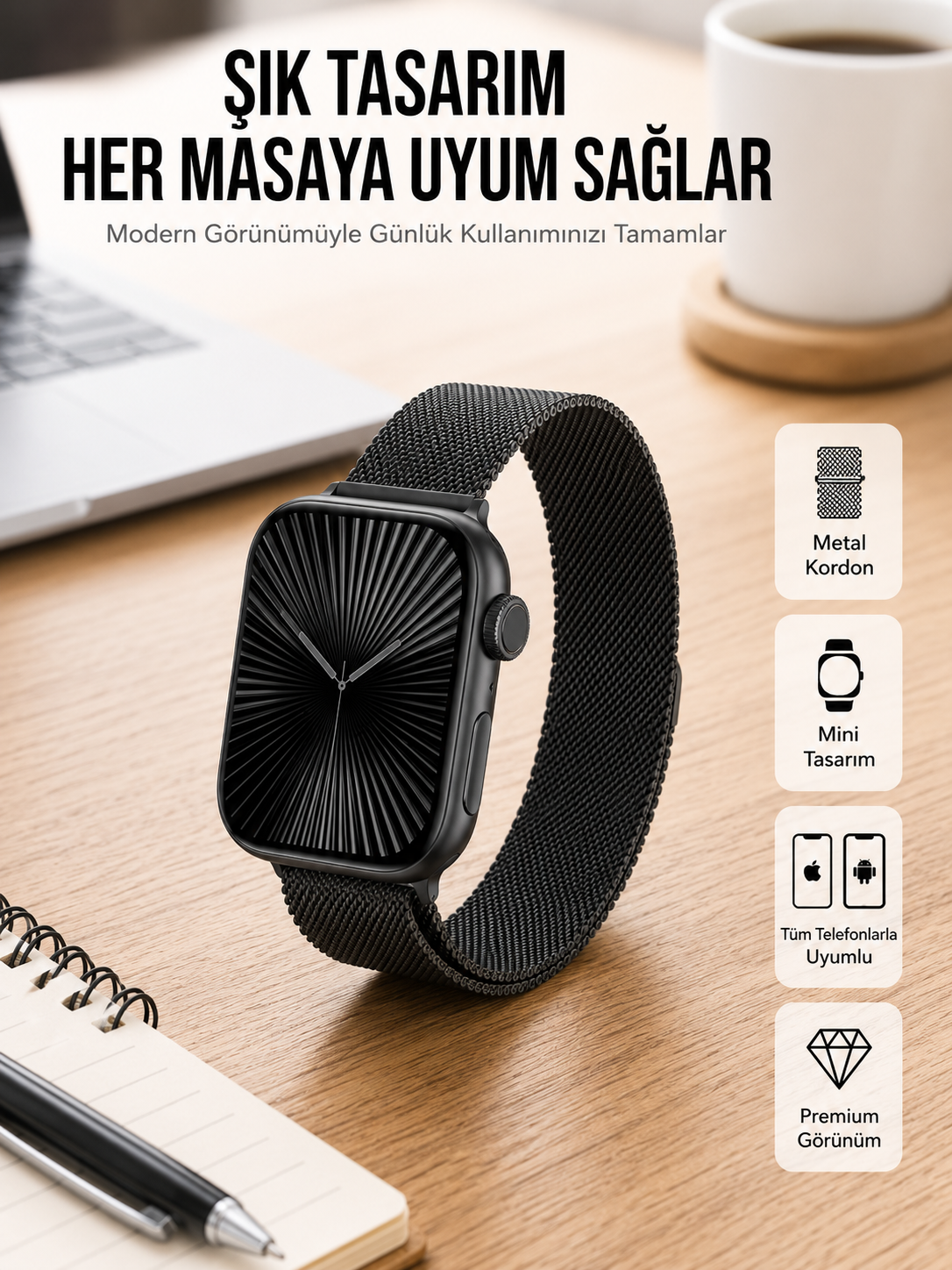 SQ-16 Mini Series 10 Akıllı Saat | Şık ve Hafif Tasarım, 3 Kordon Seçeneği - Lisinya