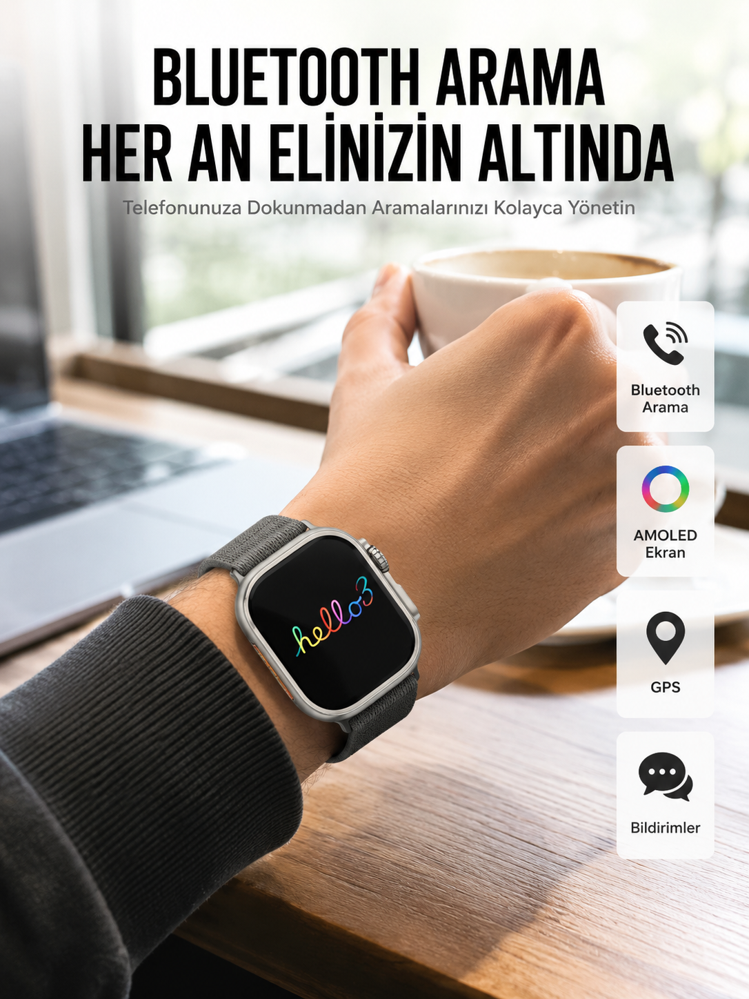 Yeni Nesil 3 Kordonlu Kol Saati 49 MM Amoled Ekran Akıllı Saat - Lisinya