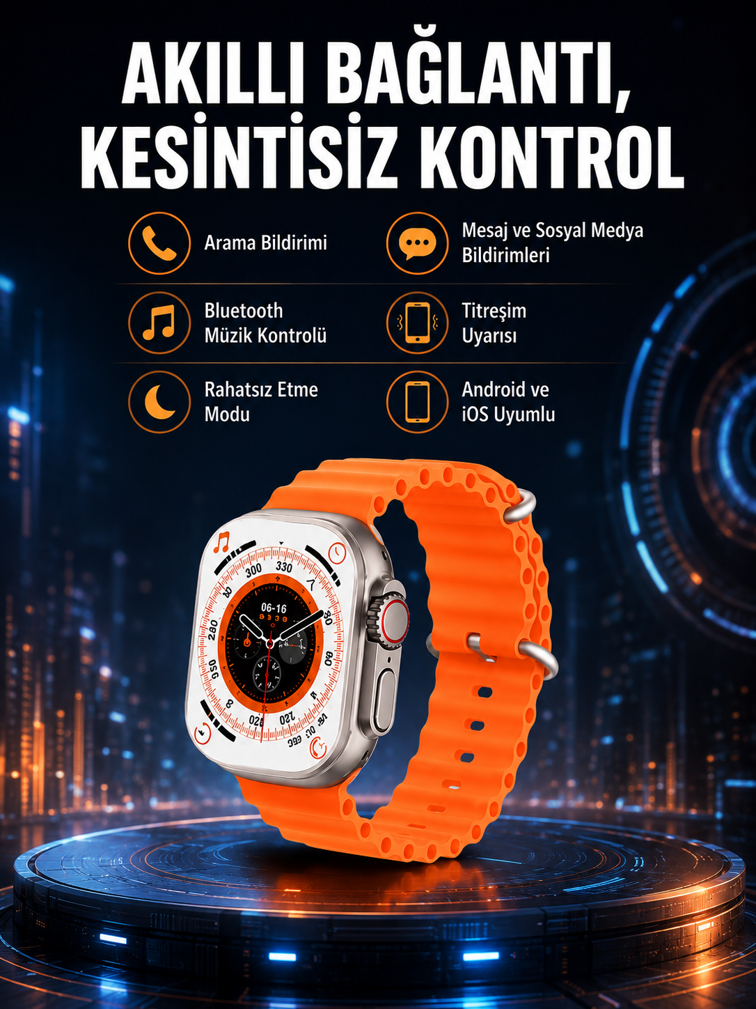Ultra Akıllı Saat 49 Mm Çift Kordonlu Arama Cevaplama Bluetooth Bağlantılı - Lisinya