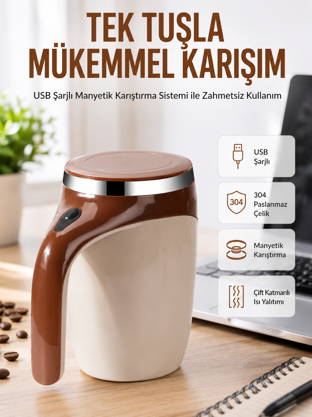 USB Şarjlı Elektrikli Karıştırıcı Kupa – Sıcak & Soğuk İçecekler için - Lisinya USB Şarjlı Elektrikli Karıştırıcı Kupa – Sıcak & Soğuk İçecekler için - Lisinya