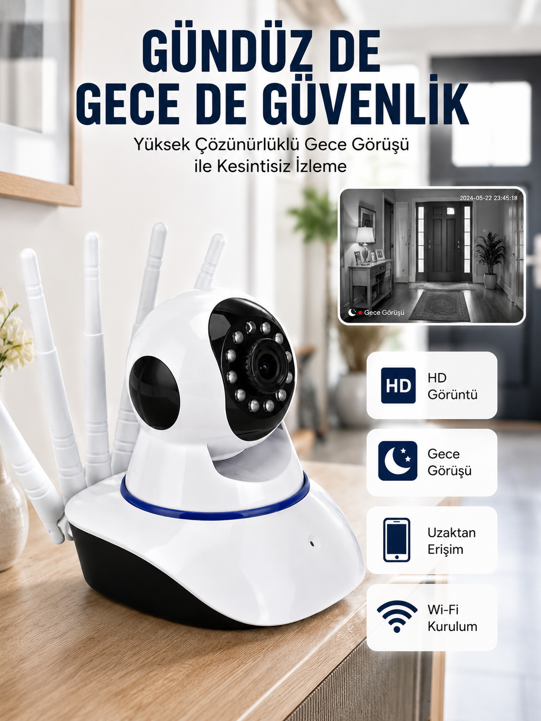 Güvenlik Kamerası Antenli Gece Görüşlü Sensörlü Harekete Duyarlı Yeni Nesil - Lisinya Güvenlik Kamerası Antenli Gece Görüşlü Sensörlü Harekete Duyarlı Yeni Nesil - Lisinya