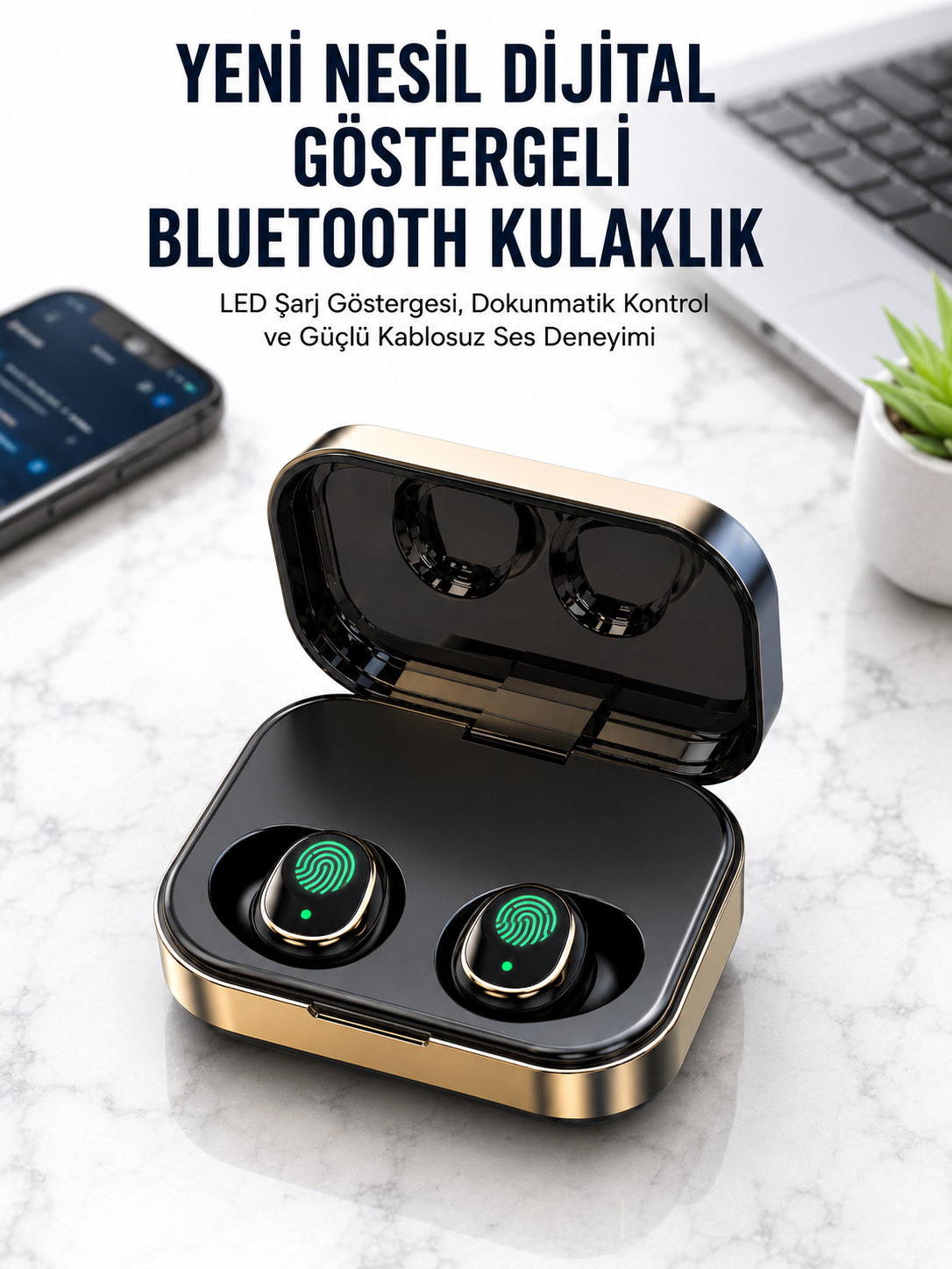 2025 Model Bluetooth Kulaklık Telefon Şarj Edebilen Çağrı Cevaplama Dijital Göstergeli - Lisinya