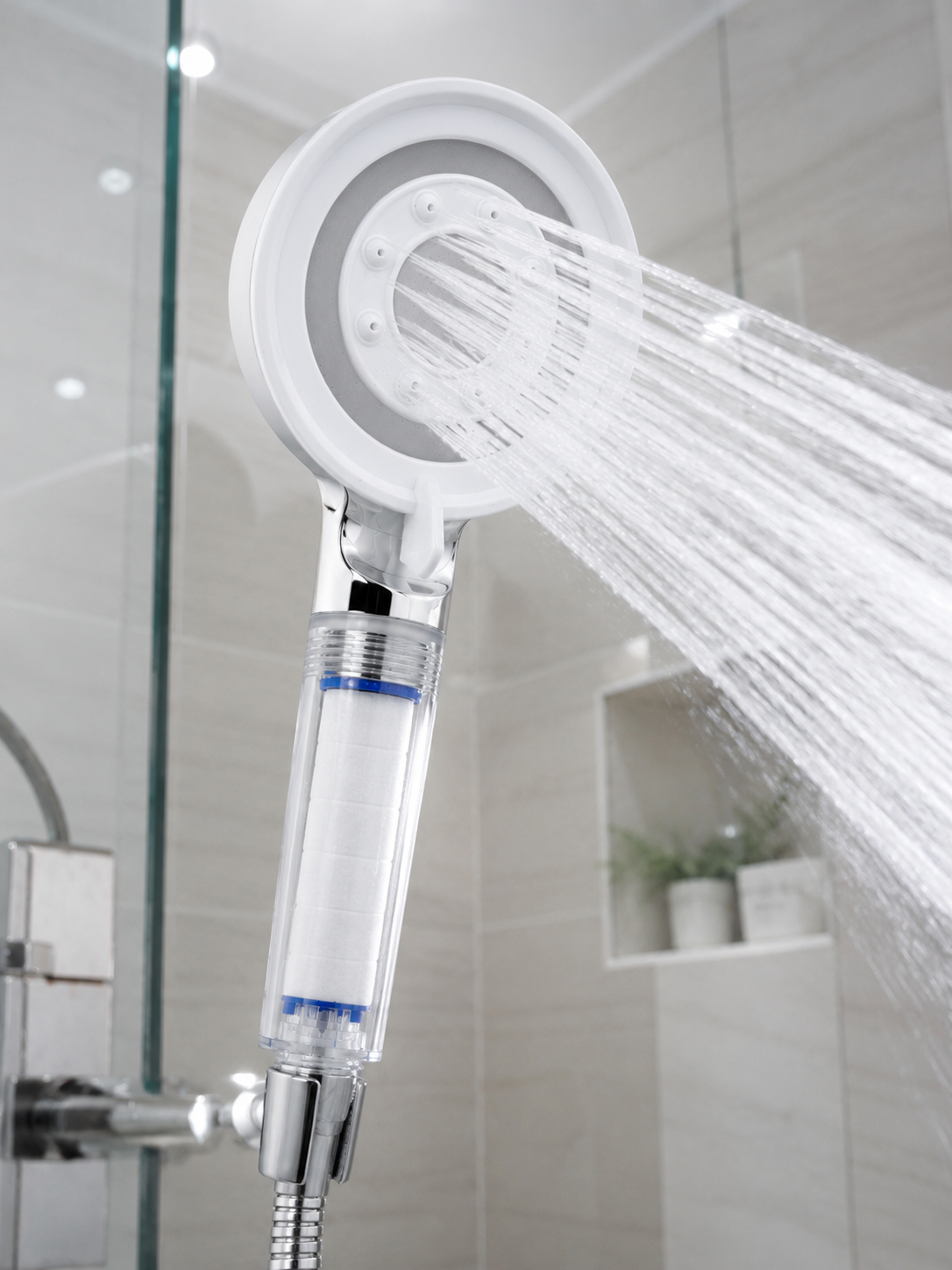 Şeffaf Filtre Hazneli Duş Başlığı Güçlü Akışlı Pratik Banyo Duşu - Lisinya