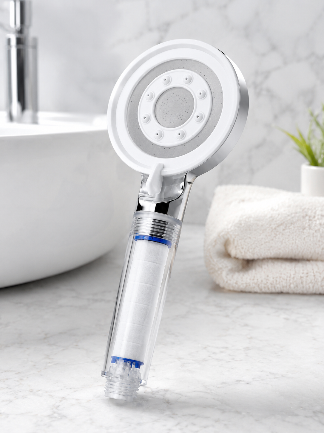 Şeffaf Filtre Hazneli Duş Başlığı Güçlü Akışlı Pratik Banyo Duşu - Lisinya