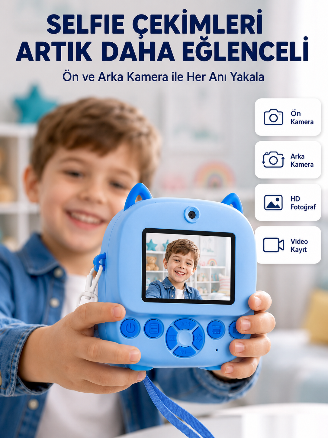 Selfie Özellikli Çocuk Fotoğraf Makinesi Mürekkepsiz Termal Baskı Teknolojisi - Lisinya Selfie Özellikli Çocuk Fotoğraf Makinesi Mürekkepsiz Termal Baskı Teknolojisi - Lisinya