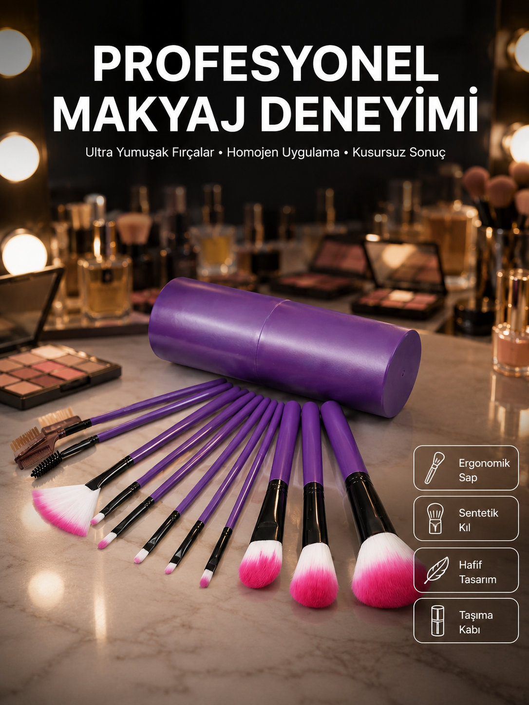 12 Parça Profesyonel Makyaj Fırçası Far Fırçası Allık Fırçası Yumuşak Kıllı - Lisinya 12 Parça Profesyonel Makyaj Fırçası Far Fırçası Allık Fırçası Yumuşak Kıllı - Lisinya