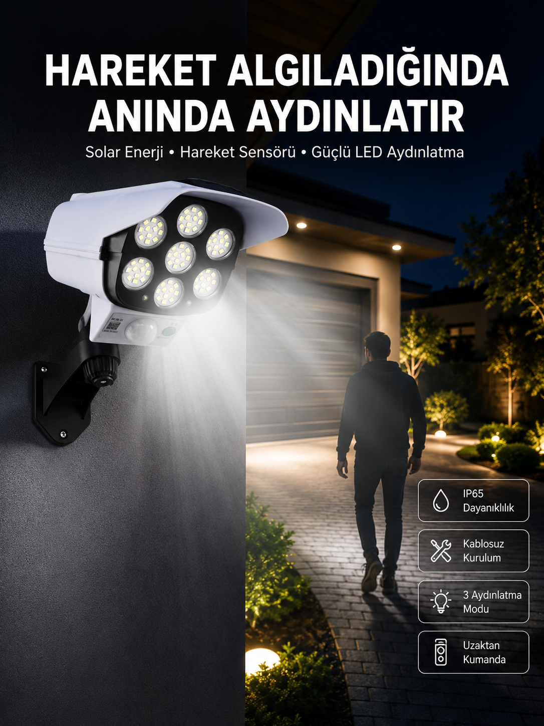 Solar Bahçe Lambası Uzaktan Kumandalı Kamera Görünümlü Hareket Sensörlü - Lisinya Solar Bahçe Lambası Uzaktan Kumandalı Kamera Görünümlü Hareket Sensörlü - Lisinya