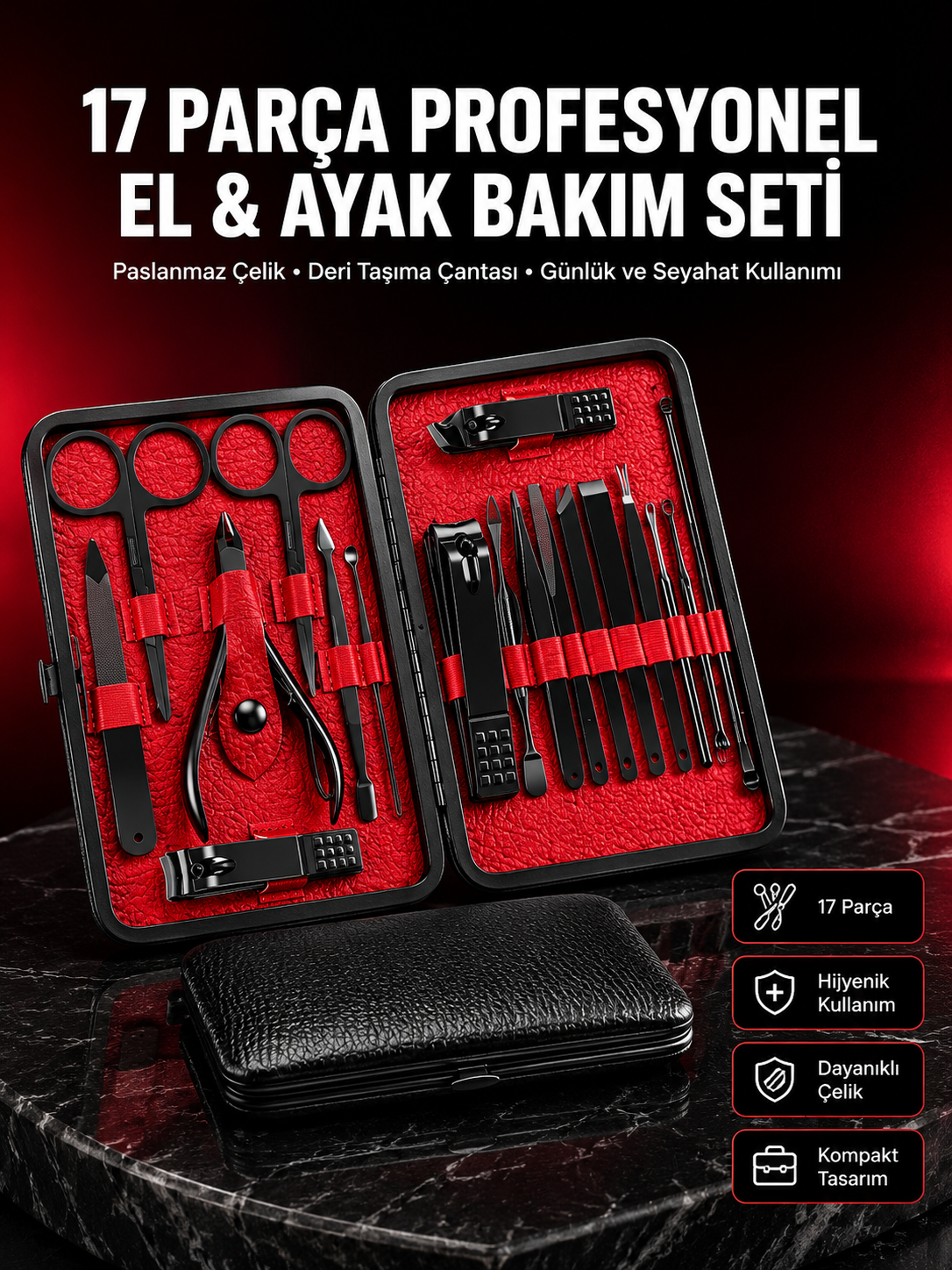 Kompakt ve Şık Tasarımlı 17 Parça Bakım Seti Yeni Nesil - Lisinya