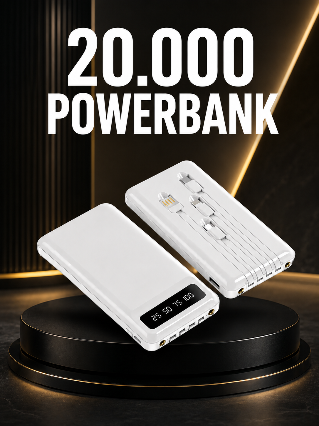 20.000mAh PD Powerbank LED Işık LCD Ekran Dahili Kablo Çoklu Giriş Yeni Nesil - Lisinya 20.000mAh PD Powerbank LED Işık LCD Ekran Dahili Kablo Çoklu Giriş Yeni Nesil - Lisinya
