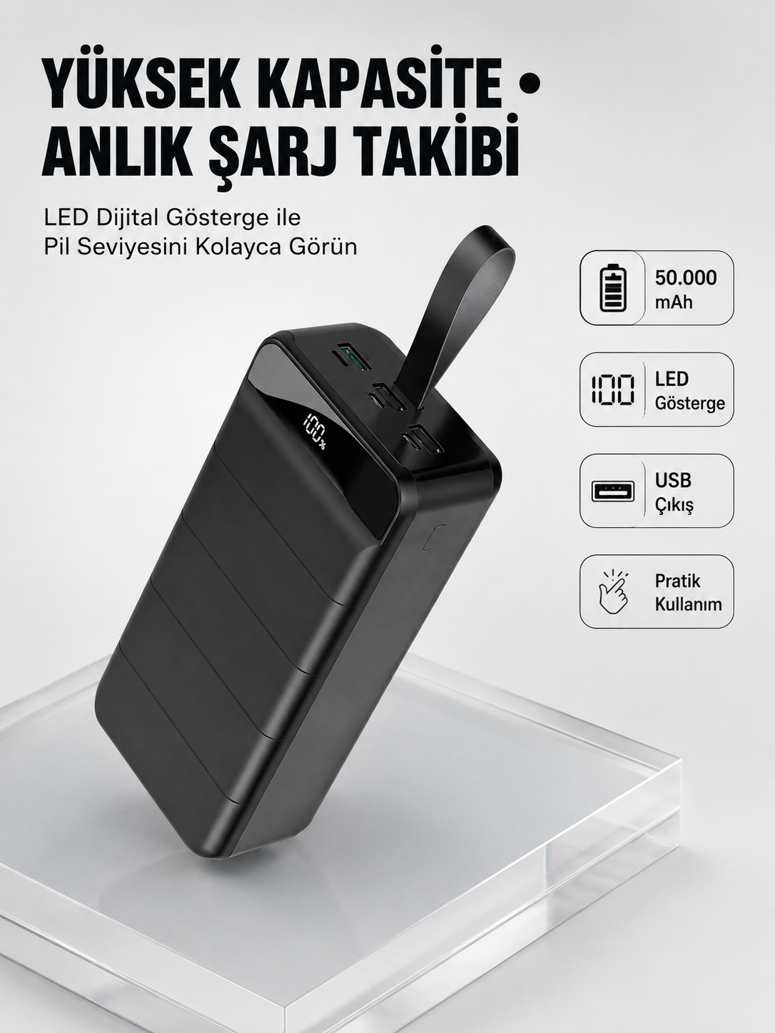 Tüm Cihazlarla Uyumlu 50.000 mAh Powerbank – Yüksek Kapasiteli, LED Gösterge ve Akıllı Koruma Fonksiyonlu - Lisinya Tüm Cihazlarla Uyumlu 50.000 mAh Powerbank – Yüksek Kapasiteli, LED Gösterge ve Akıllı Koruma Fonksiyonlu - Lisinya