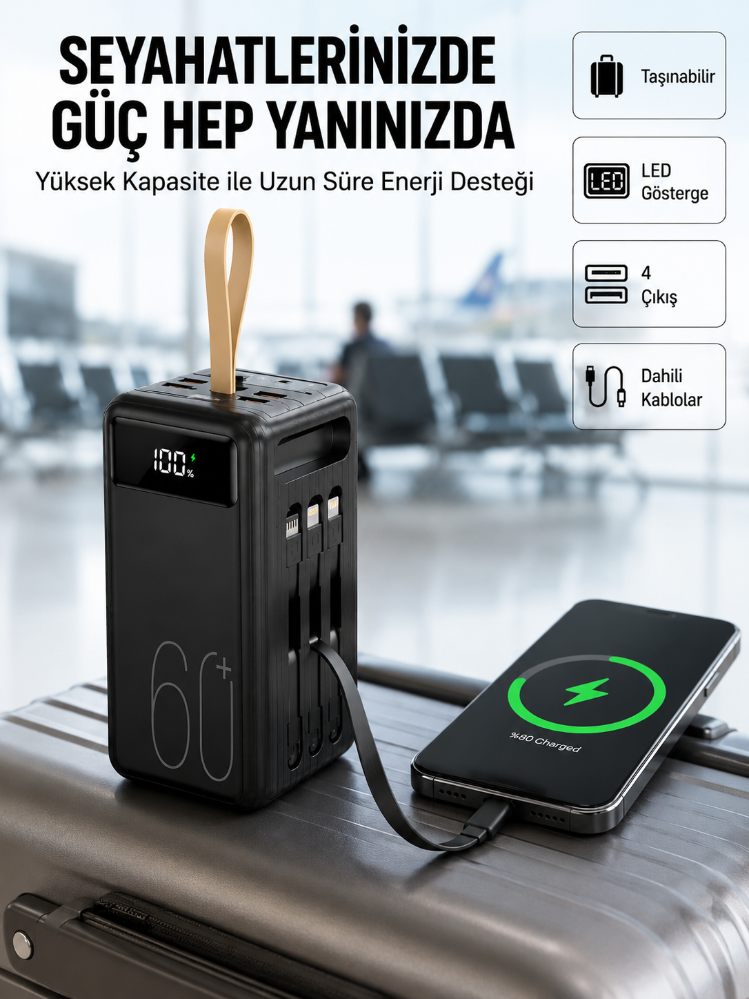 Tüm Cihazlara Uyumlu Çoklu Çıkışlı Powerbank Yeni Nesil - Lisinya Tüm Cihazlara Uyumlu Çoklu Çıkışlı Powerbank Yeni Nesil - Lisinya