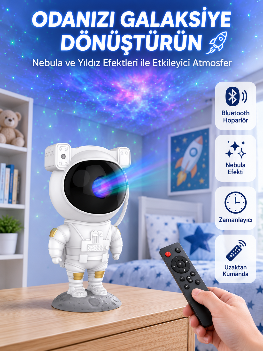 Dekoratif ve Fonksiyonel Astronot Projeksiyon Aydınlatma - Lisinya
